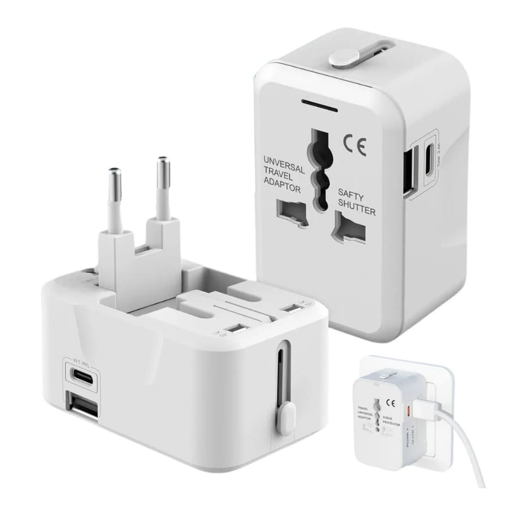 ADAPTADOR DE TOMADA UNIVERSAL 150 PAÍSES BIVOLT USB E TYPE-C