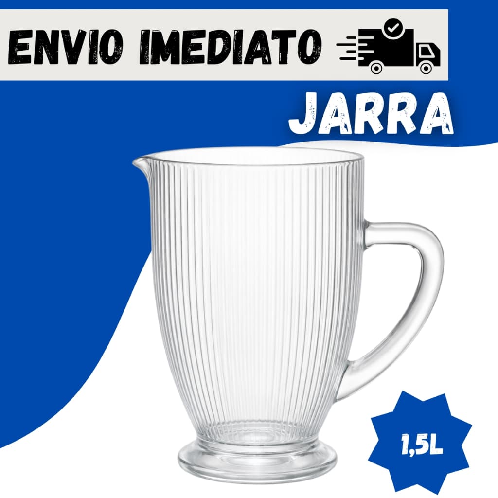 Jarra Transparente Água Canelado Luxo Resistente Vidro Grosso Qualidade Versalhes 1500 ml Suco