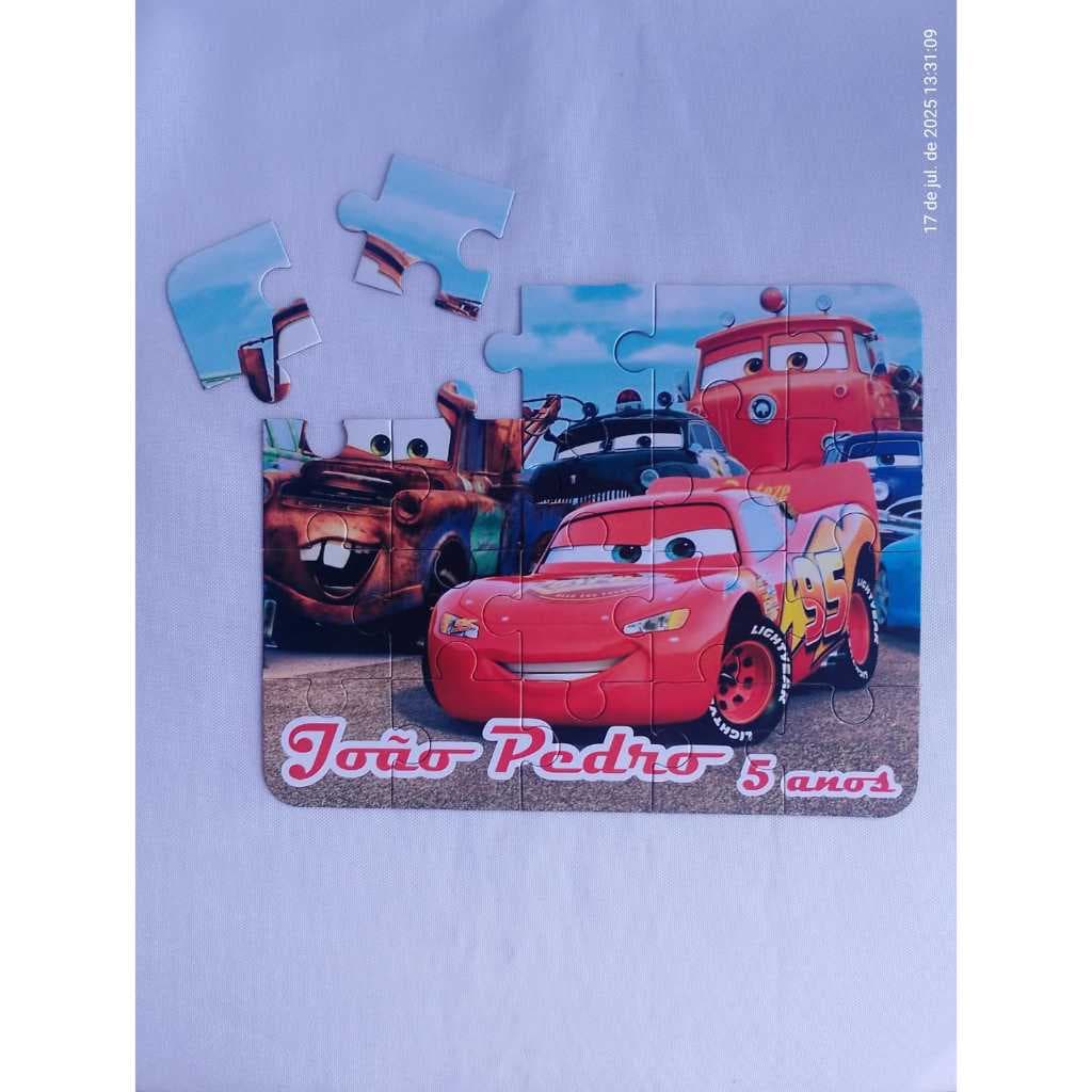 Lembrancinha personalizada para festa — kit com 10 quebra-cabeça - Carros