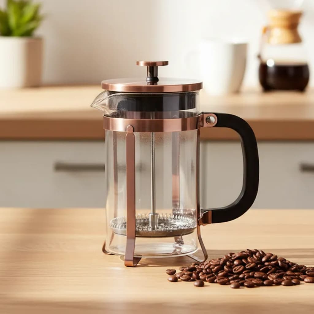 Cafeteira Prensa Francesa Cremeira Profissional Barista Aço Vidro 600ml