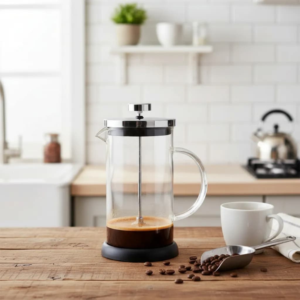 Prensa Francesa Cafeteira Cremeira Vidro e Inox Moderna - 350 ml