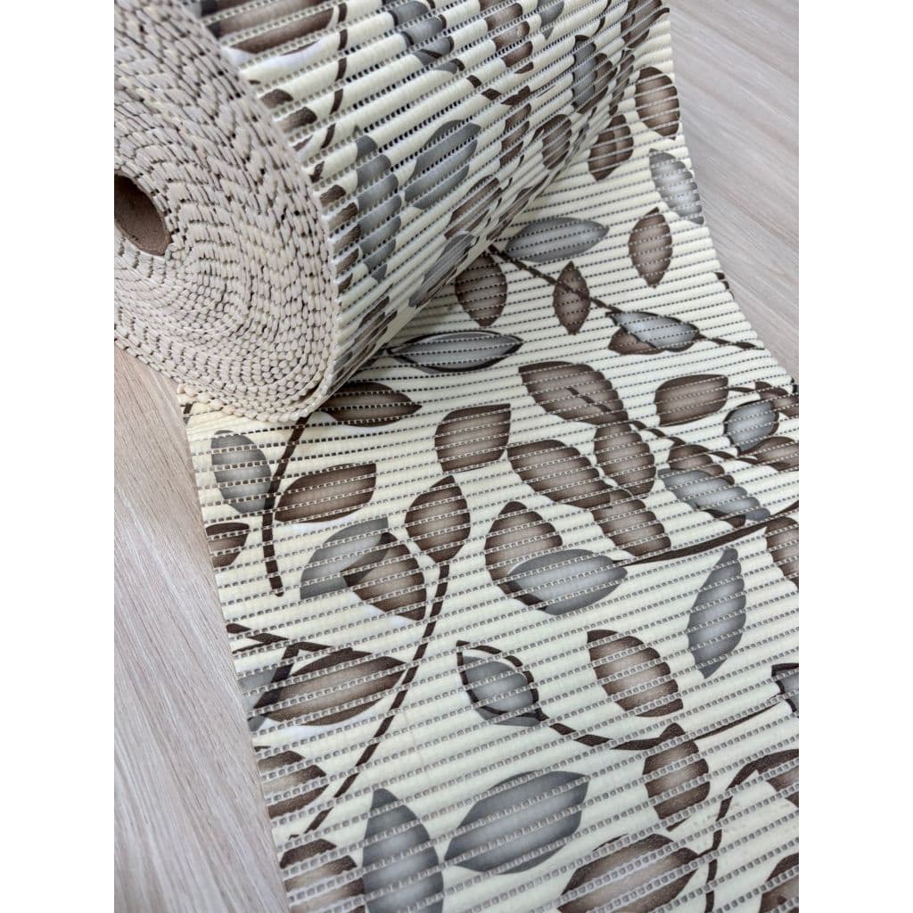 Passadeira Emborrachada Antiderrapante 45cm Largura - Toque Suave e Secagem Rápida folha bege