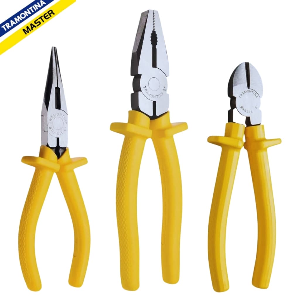 Kit Jogo De Alicates Universal Bico Corte 3 Pçs Tramontina
