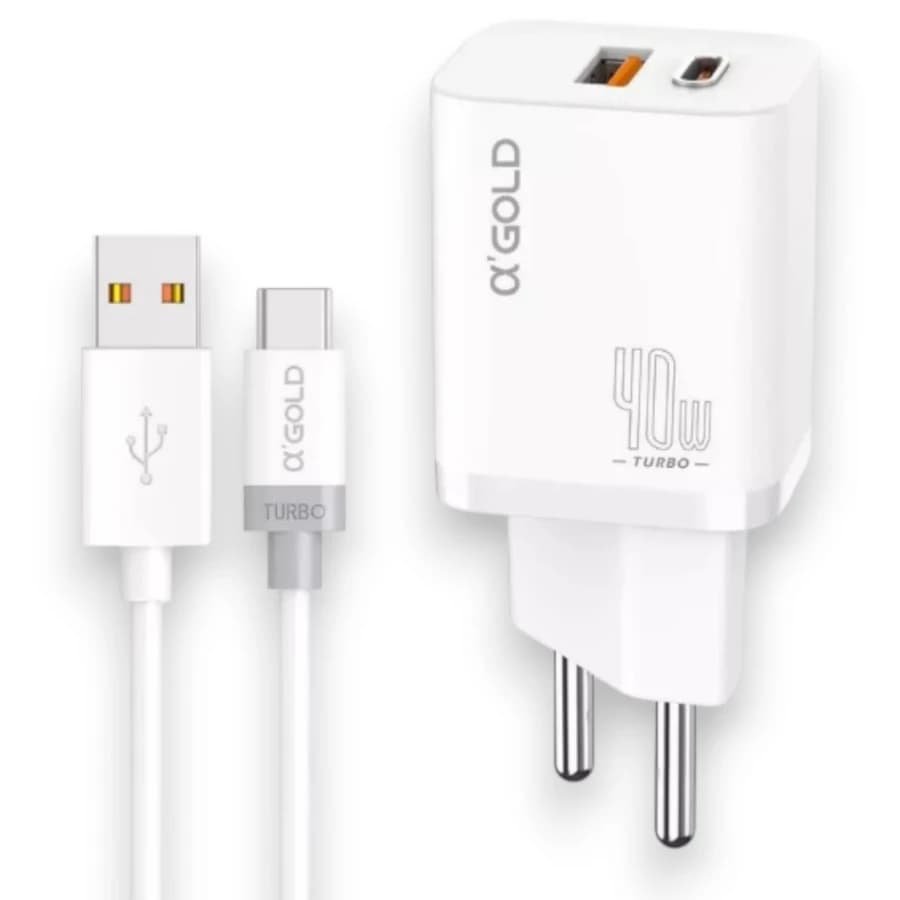 Carregador de Celular e Tablet Turbo A'Gold CA42-3 40W 9.1A com Cabo USB-A para USB-C