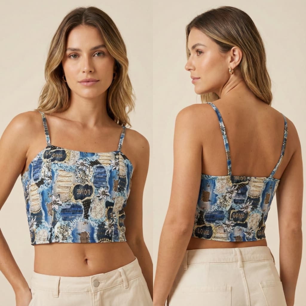 Top Cropped Feminino Suplex Com Bojo Top Alcinha Tendecia Verao Casual Chic Blogueira