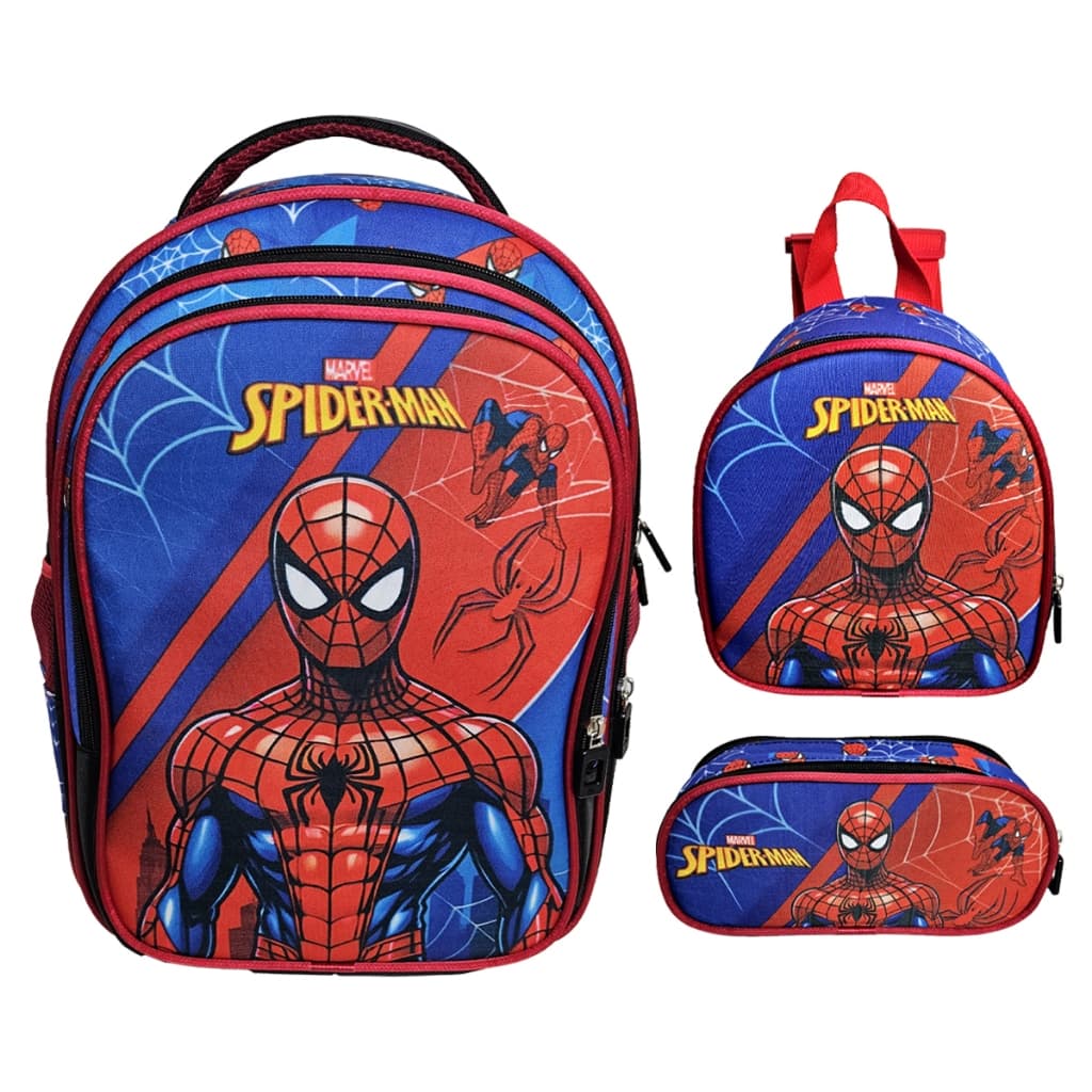 Mochila Escolar Infantil Homem Aranha, Spiderman, Lancheira e Estojo