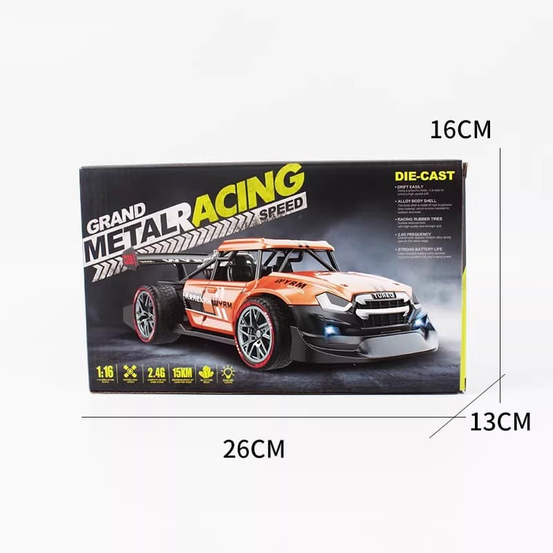 Carro de corrida elétrico com controle remoto, versão em liga metálica de 2,4g, com luzes de spray
