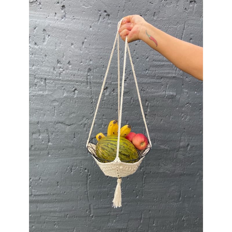 Suporte para Plantas de Crochê – Cachepô de Crochê para Plantas, Fruteira Suspensa Rede de Crochê