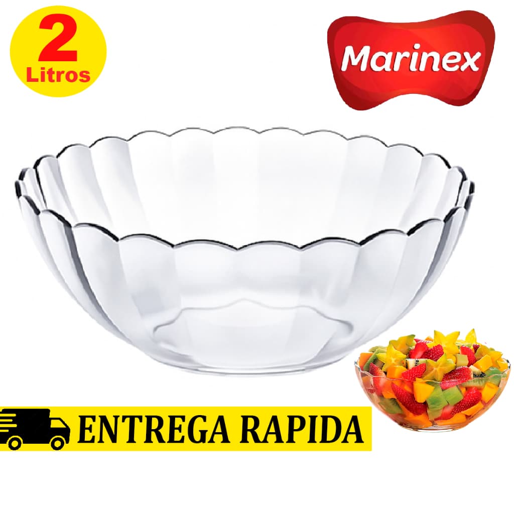 Tigela Marinex de Vidro Bella 2 Litros Circular Vidro Temperado Astral Gourmet Sobremesas e Saladas