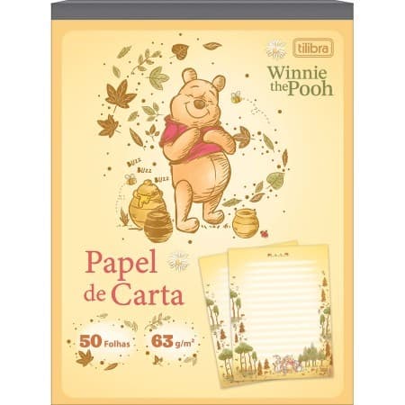 Caderno Colado Papel Carta Pooh 50 Folhas