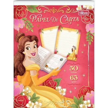 Caderno Colado Papel de Carta Princesas 50F
