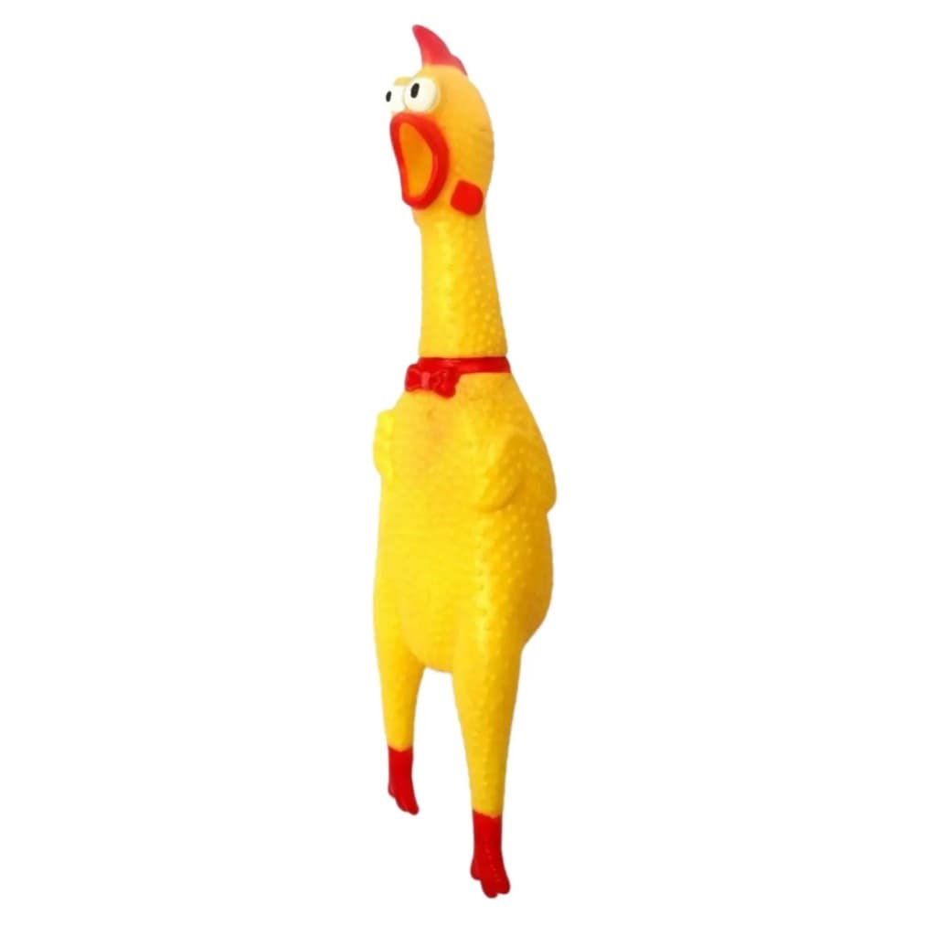 Brinquedo Frango de Borracha 15cm  - Resistente e Relaxante - Intantil e PETS