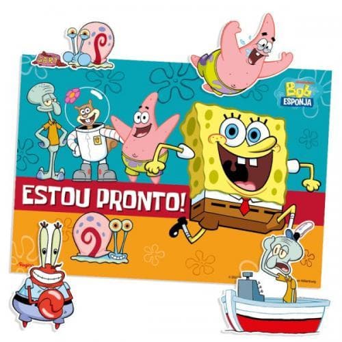 KIT Decoração Festa Bob Esponja Infantil – Painel + Decoração de Mesa + Copos + Pratos – REGINA