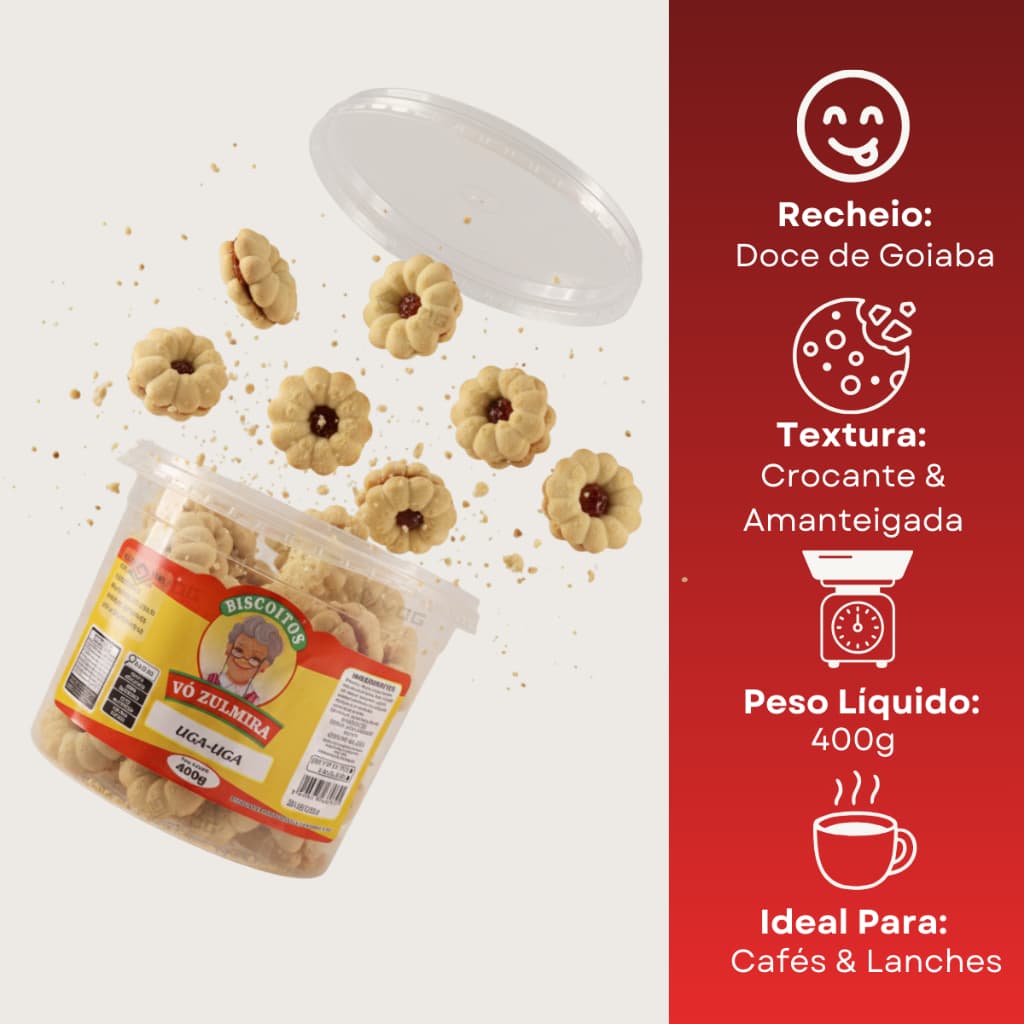 6 / 12 Potes de Biscoito amanteigado Vó Zulmira Delícia Mineira 400gr - O LEGÍTIMO