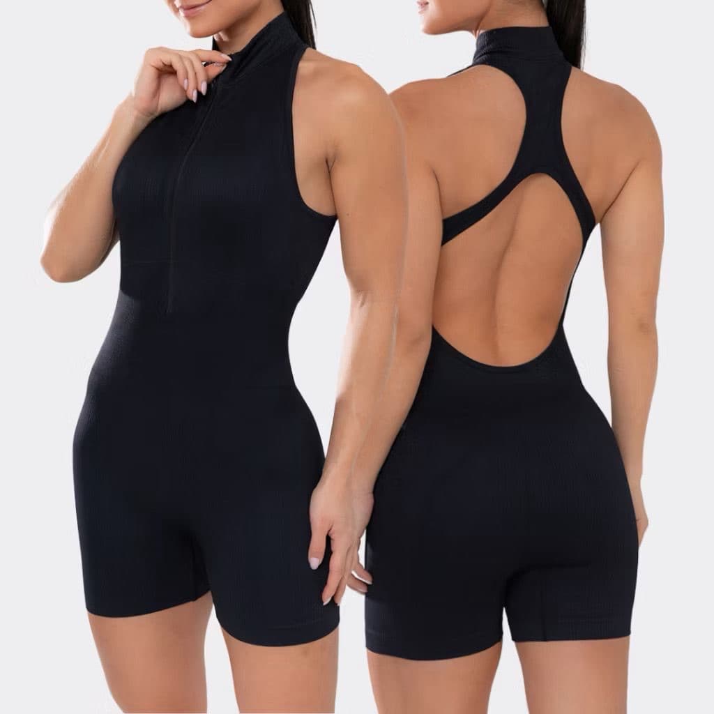 Macaquinho poliamida feminino com zíper, macaquinho fitness com zíper, macaquinho ziper+bojo