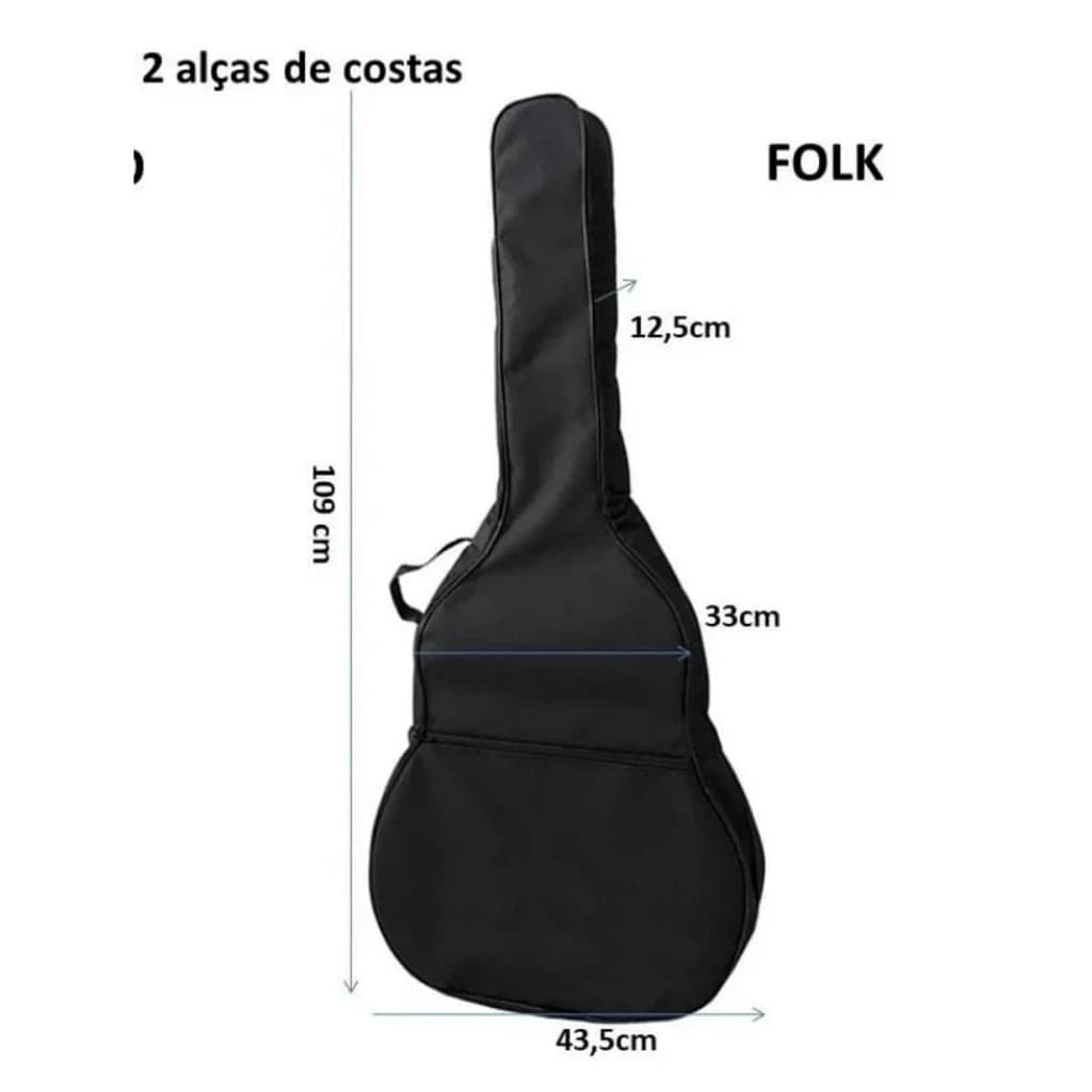 Capa Bag bolsa simples Para Violão Case Clássico Folk Alça Dupla Premium