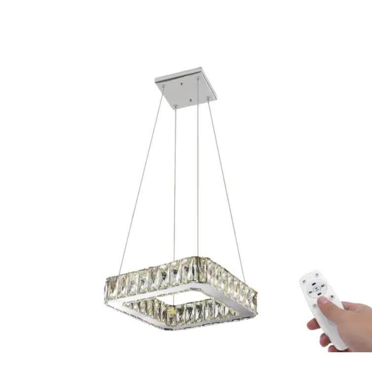 Lustre Pendente Cristal K9 Legítimo Led Morderno + Controle Remoto Iluminação 3 Niveis