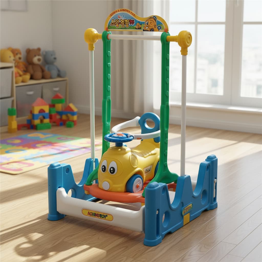 Playground Infantil 4x1 Gangorra Carrinho Balanço Pula Pula Cor Amarelo