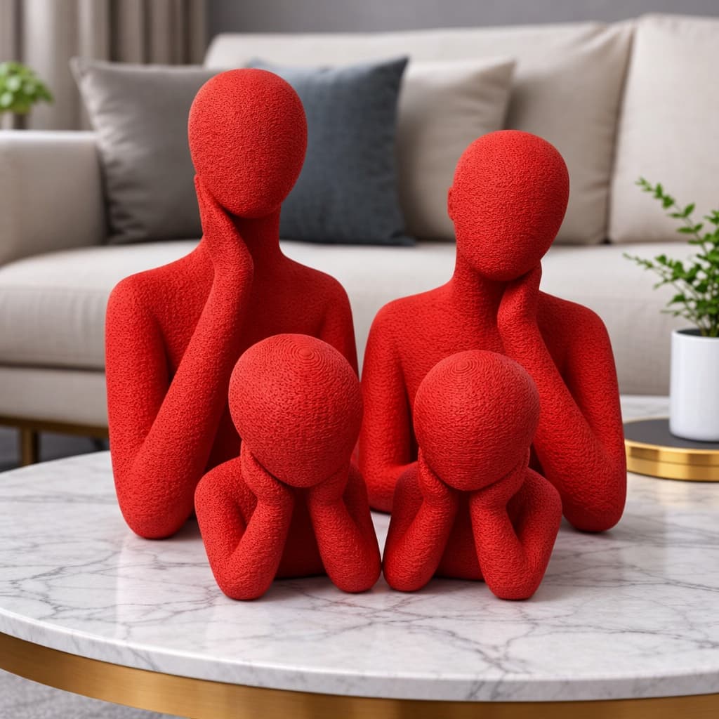 Kit Esculturas Decoração Moderna Família Pai Mãe Filhos de 9-15cm Sem Rosto abstrata minimalista estátua enfeite filho