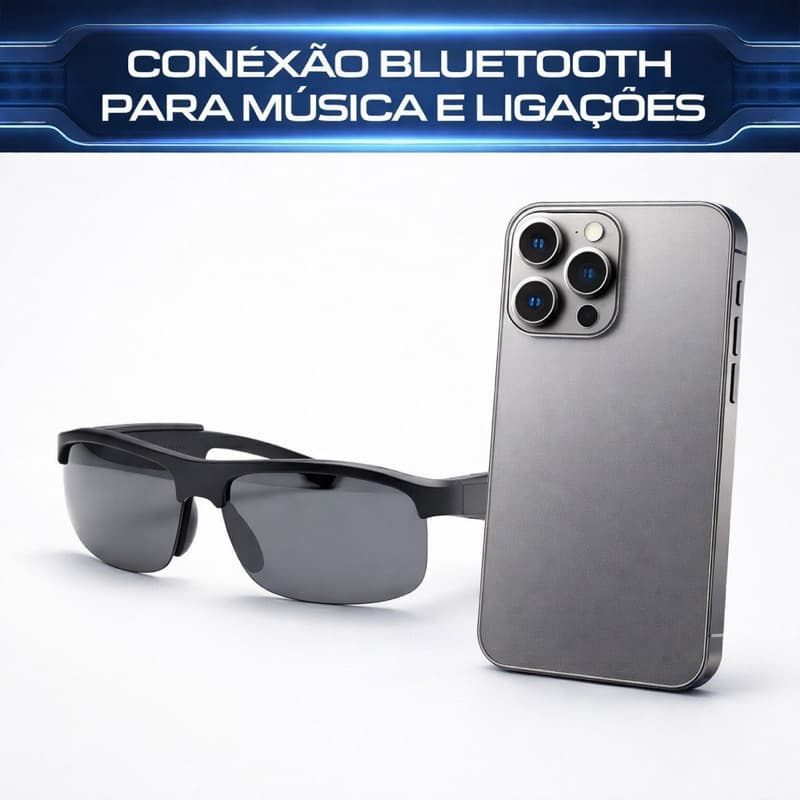 Óculos Inteligente Bluetooth Música e Ligações Proteção UVA e UVB Smart Glasses M6 Pro