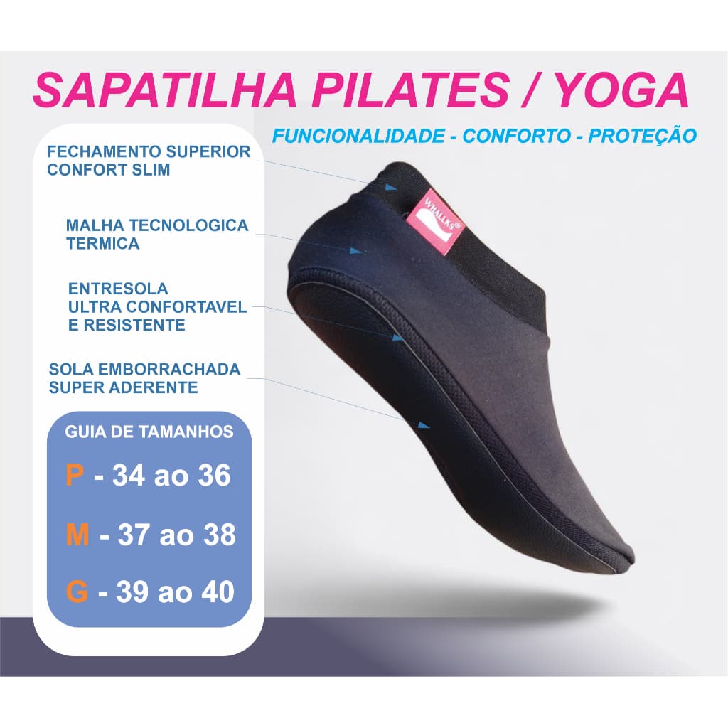Sapatilha Pilates Yoga Meia Fitness Barre Fit Antiderrapante Ballet Fitness Antitermica