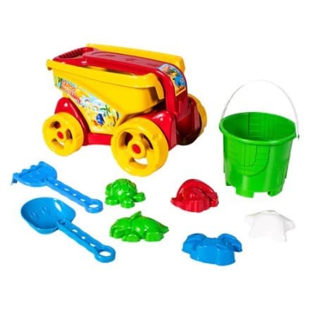Kit  Baldinhos de Praia infantil ( COLORIDOS) p/ diversão das crianças Carrinho De Praia Infantil Pá Balde Areia Forminh