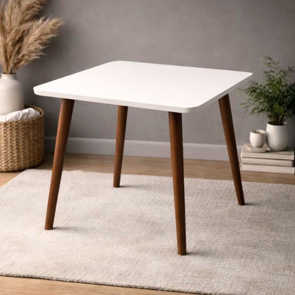 Mesa Infantil em MDF 60x60cm com Pés em Madeira Maciça Envio Imediato Criança Promoção Neutro