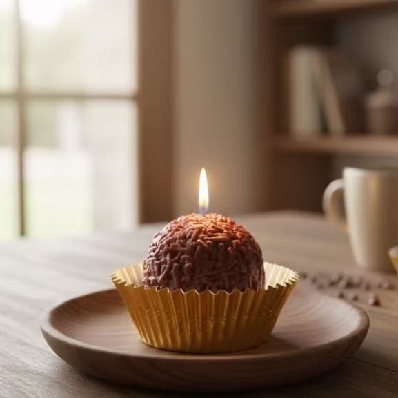 Vela aromática brigadeiro/ vela perfumada/ artesanal/ cera vegetal/ chocolate/ doce/ festa