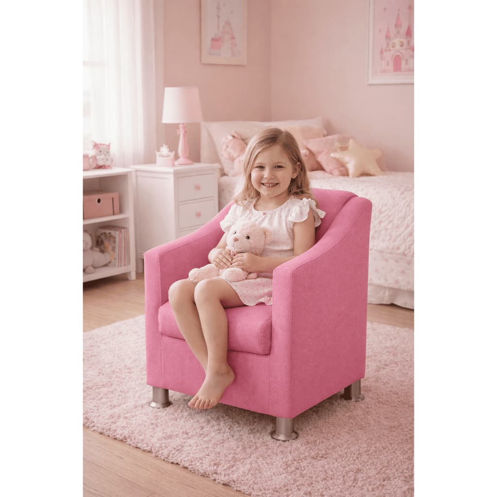 INFANTIL - Poltrona Infantil Mini Tillak  Suede Luxo - Para crianças de 2 a 6 anos- Cadeira Infantil Rosa Azul Bege