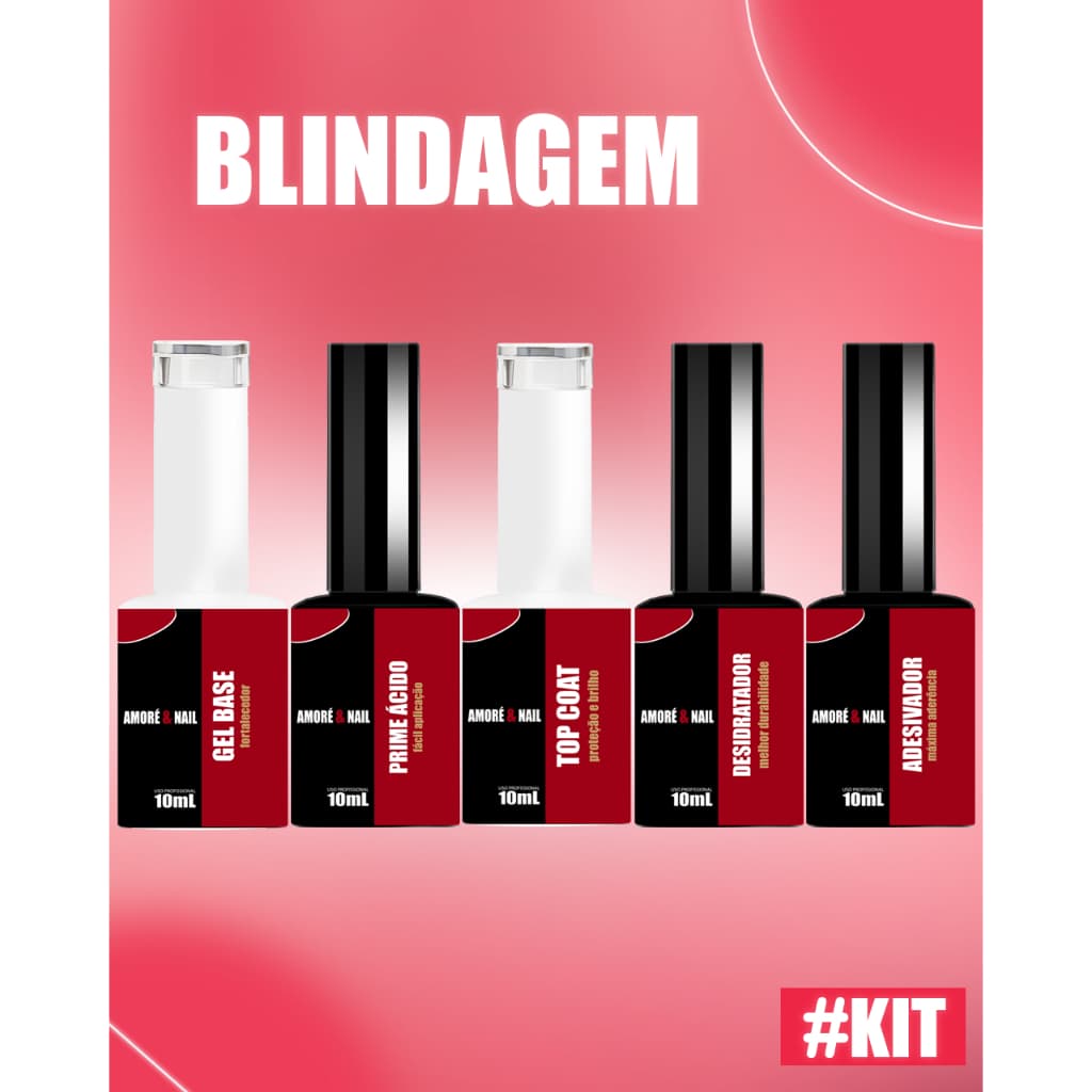 Kit Profissional Completo Preparação Alongamento Esmaltação Em Gel Unhas AMORÉ&NAIL Lançamento