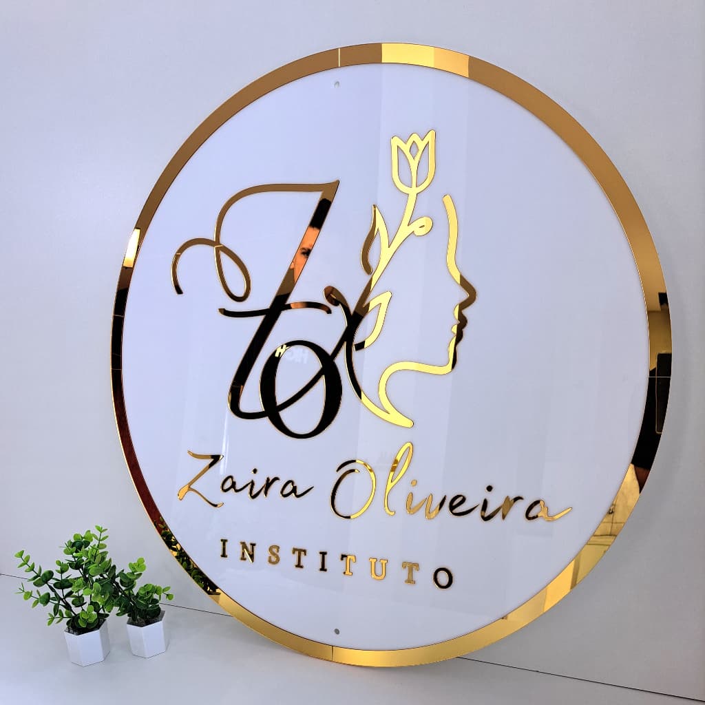 Logo em Acrílico Espelhado Com LED Personalizada base 2mm Cores Rose, Prateado, Dourado, Lilas
