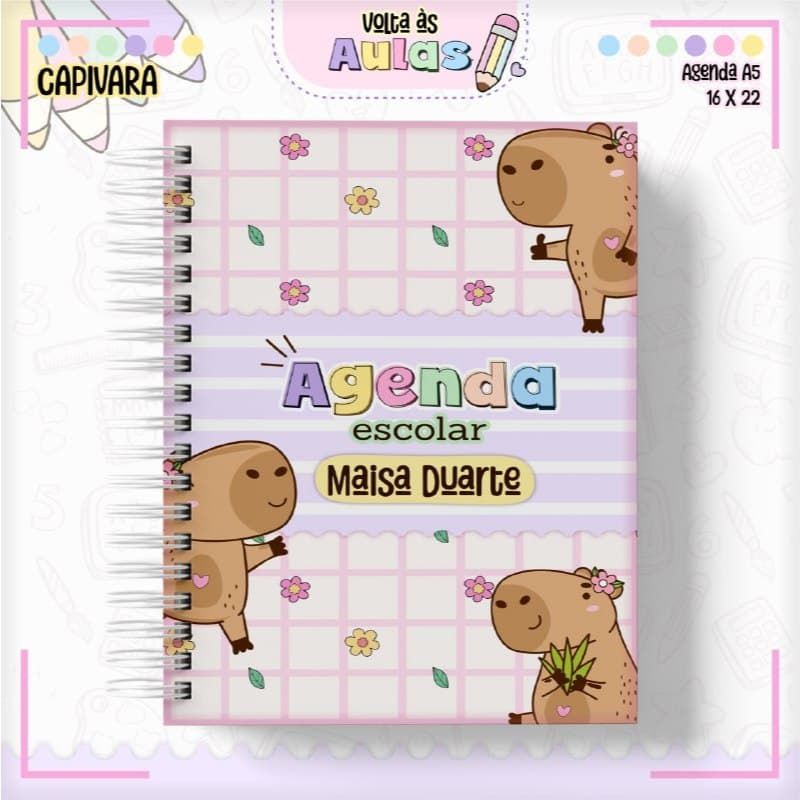 Agenda Escolar do CAPIVARA 2 Personalizada com Nome