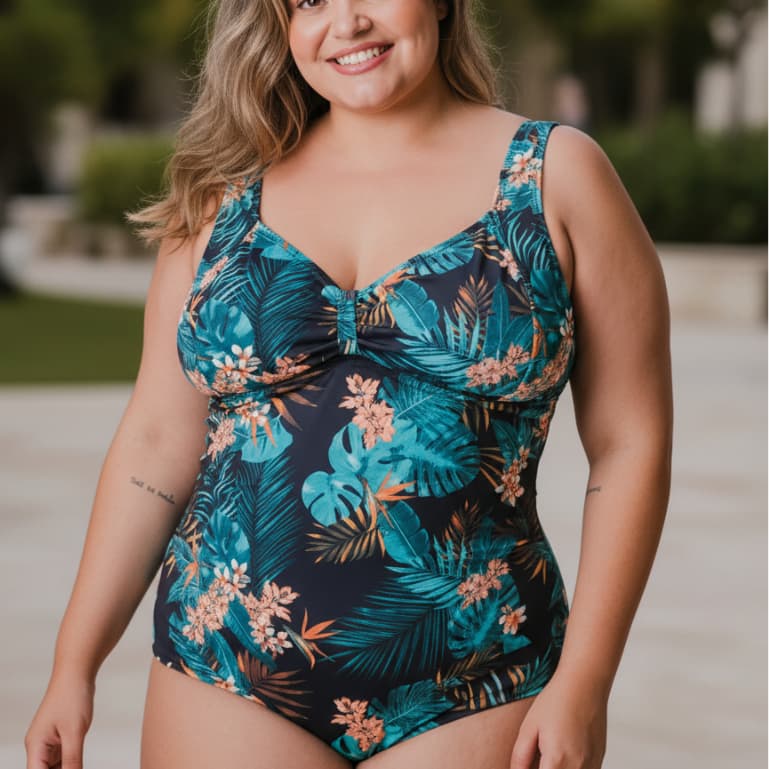 Maiô Reforçado Via Tropical Senhora Plus Size Sustentação Modelador