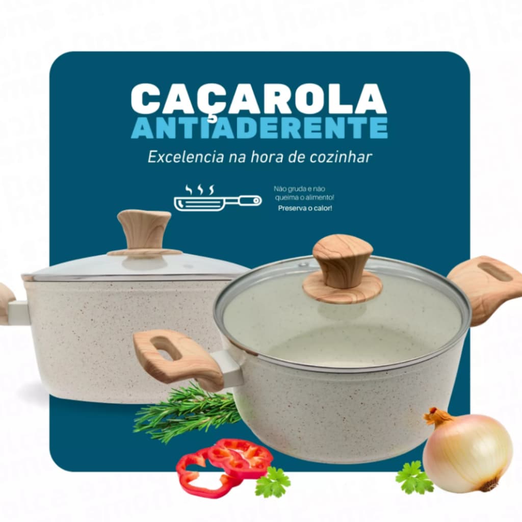 Panela Caçarola Indução C/tampa Vidro 2,4L ou 4,2l Creme Dolce Home
