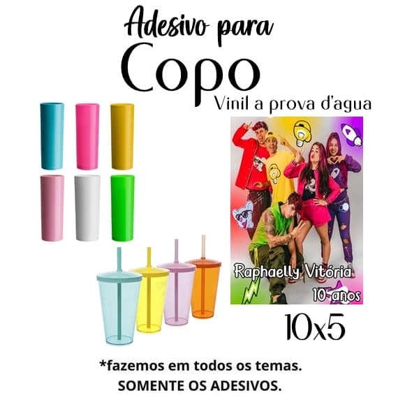 100 adesivos pra copos a prova d'agua