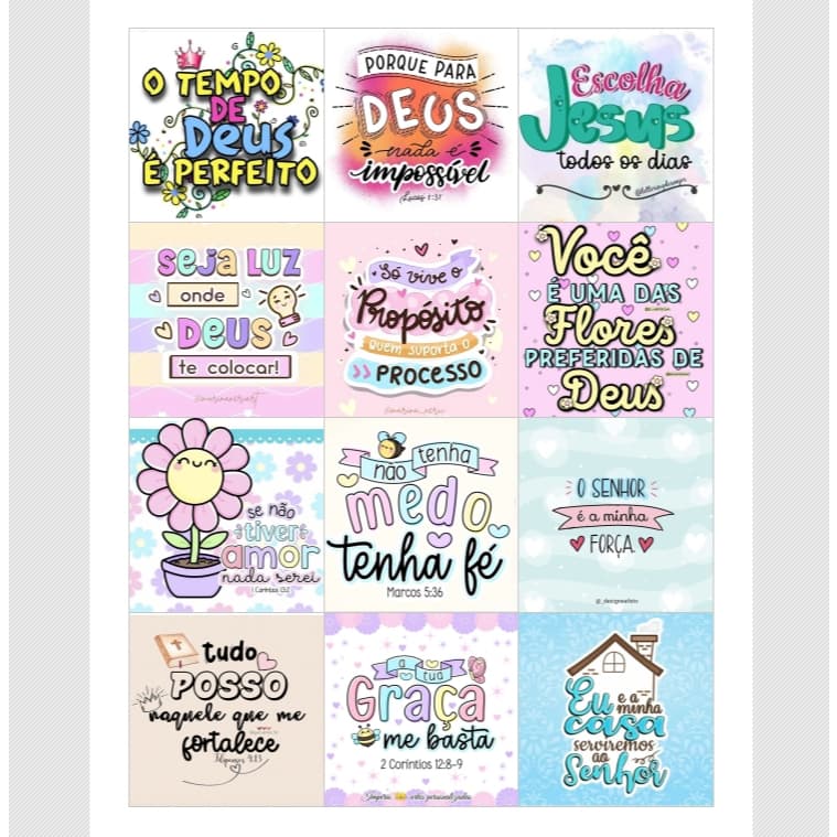 100 Card / tag com frases motivacionais cristã