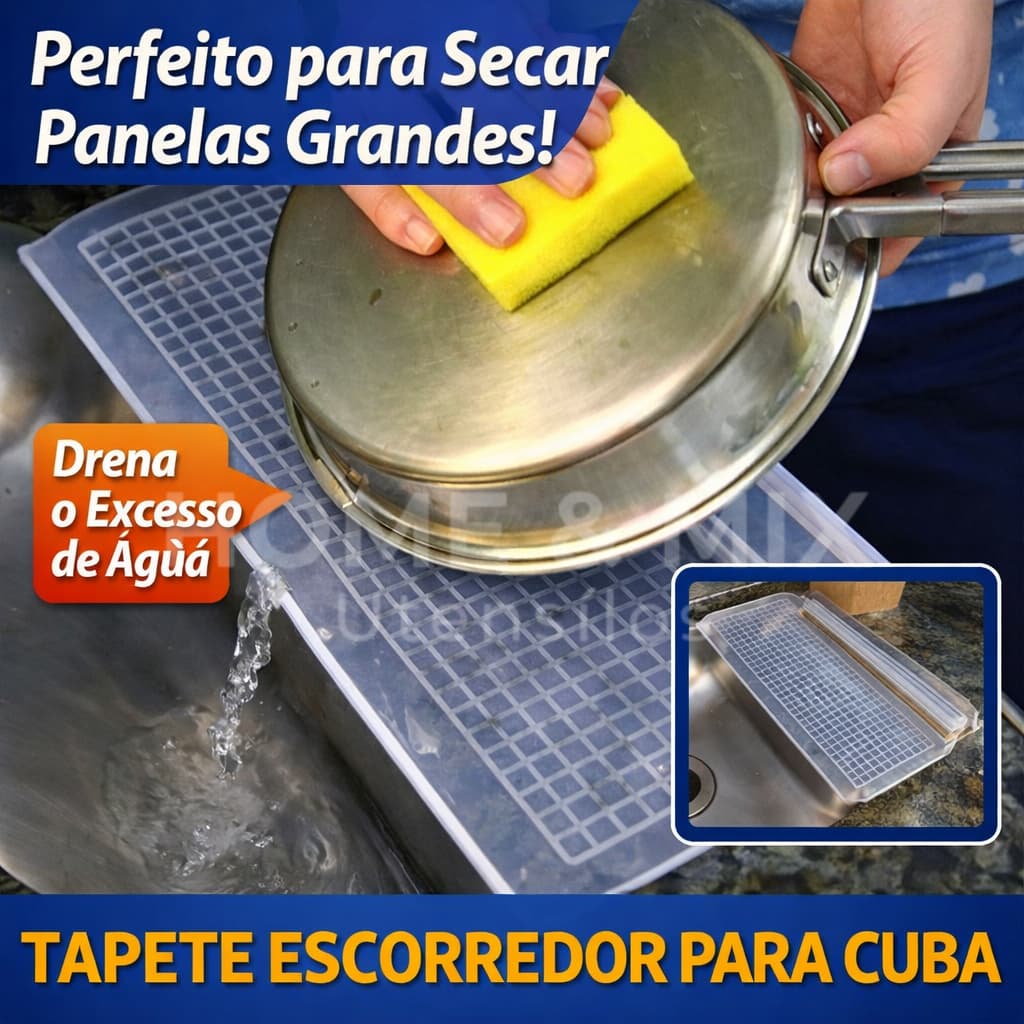 Tapete Protetor De Pia De Cozinha Com Encaixe Perfeito Protegendo Granito e o Inox Tamanho 34cm