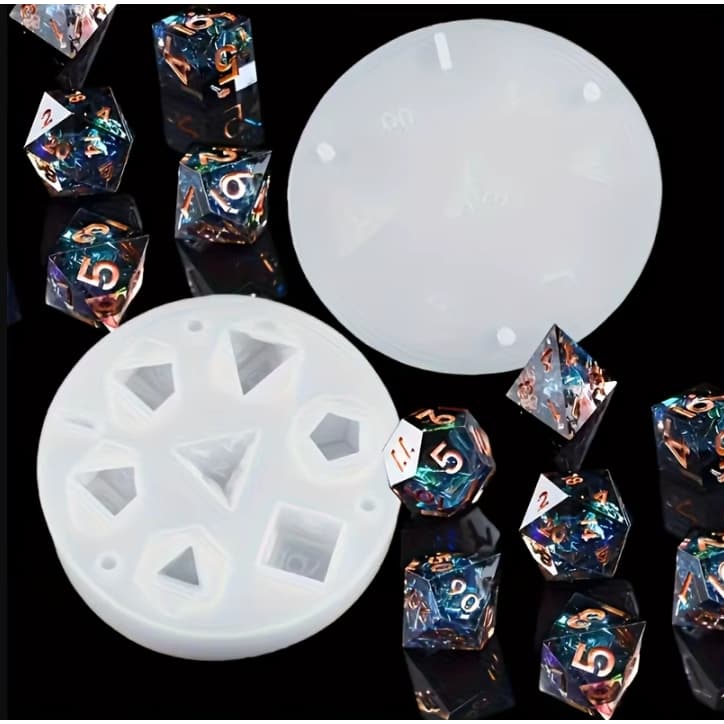 Molde para criar 7 dados de dungeons and dragons silicone rpg