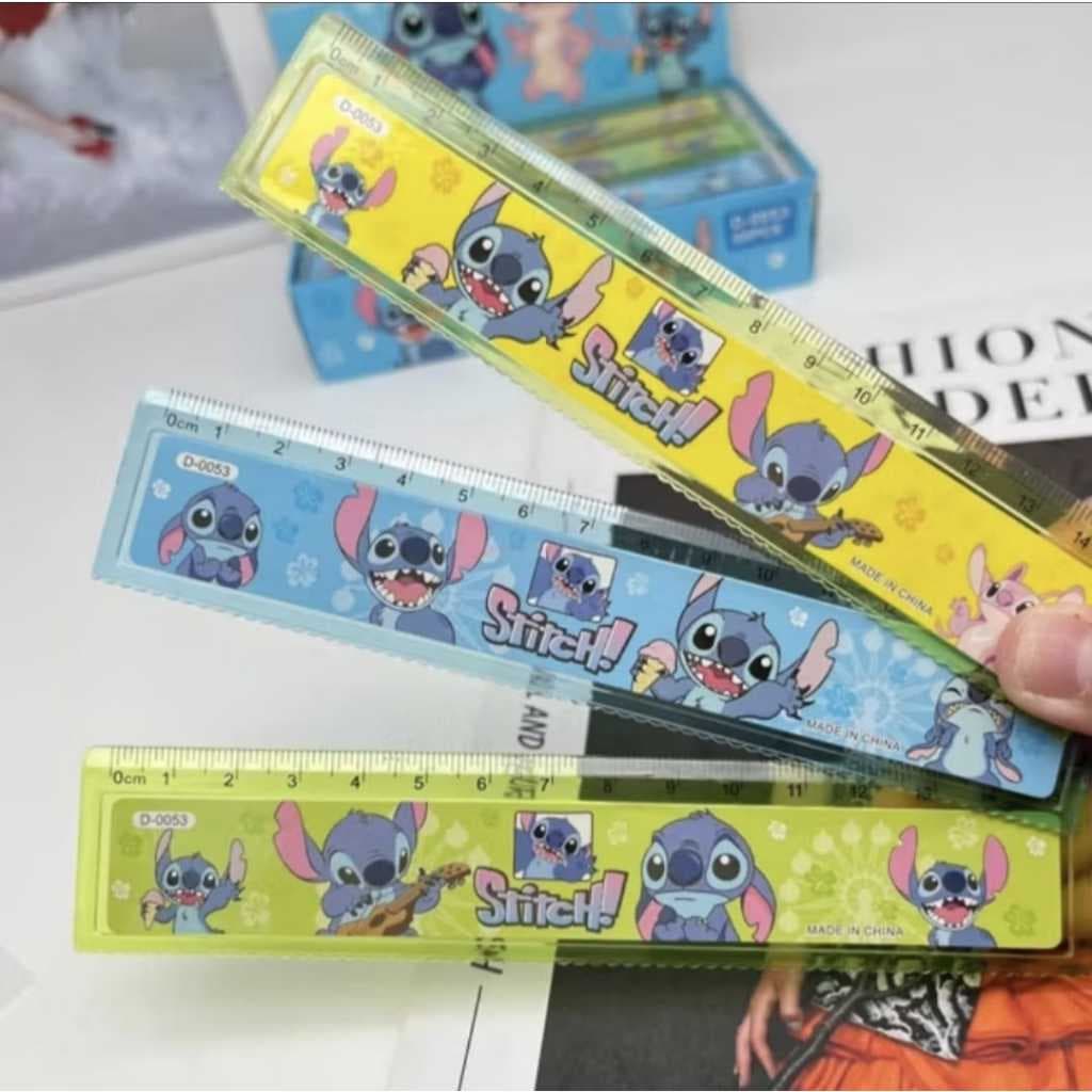 Régua Plástica 15cm Stitch Angel Disney Colorida Fofa Divertida