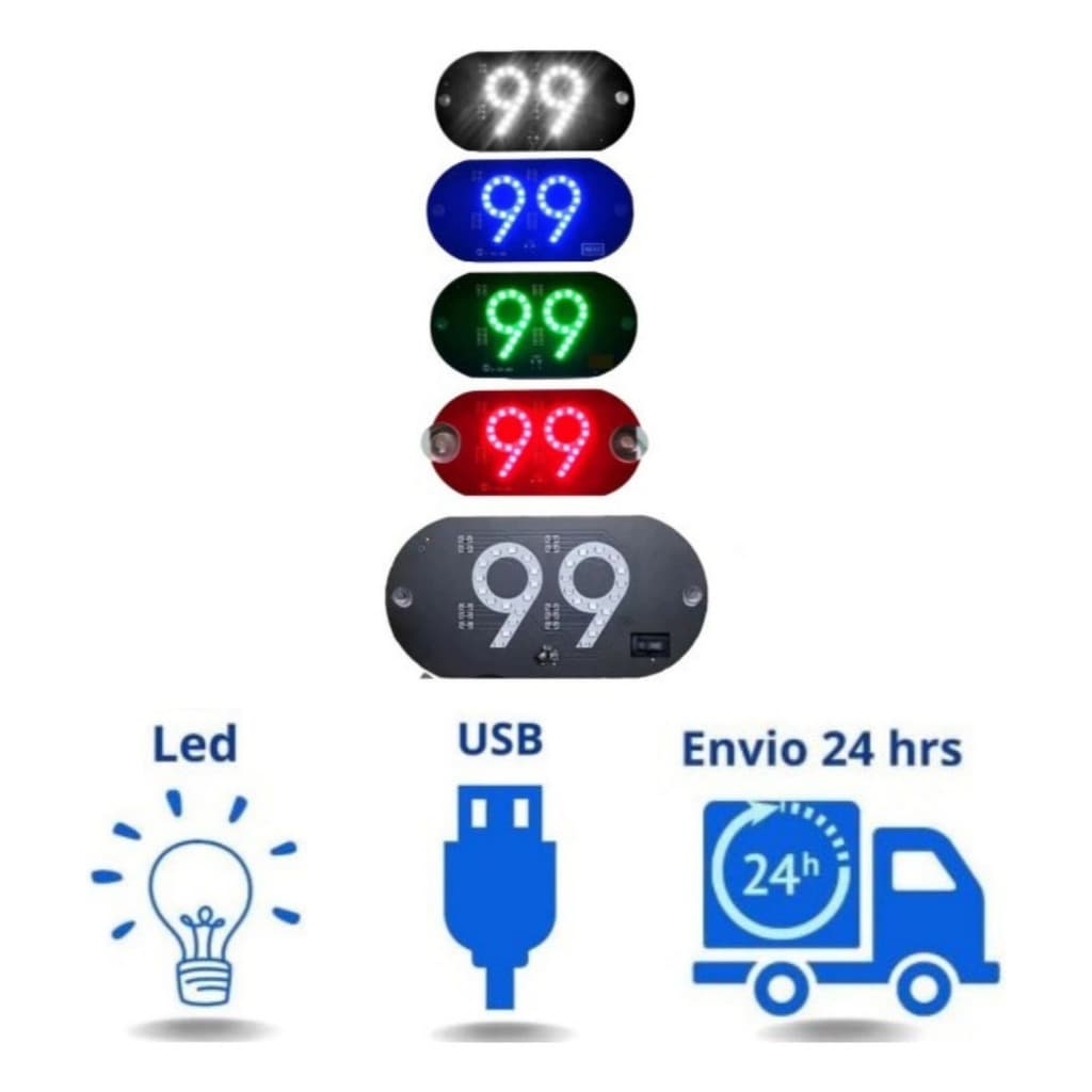Placa Letreiro Motorista De Aplicativo 99 Letreiro Luminoso Led USB Com Botão Liga/desliga