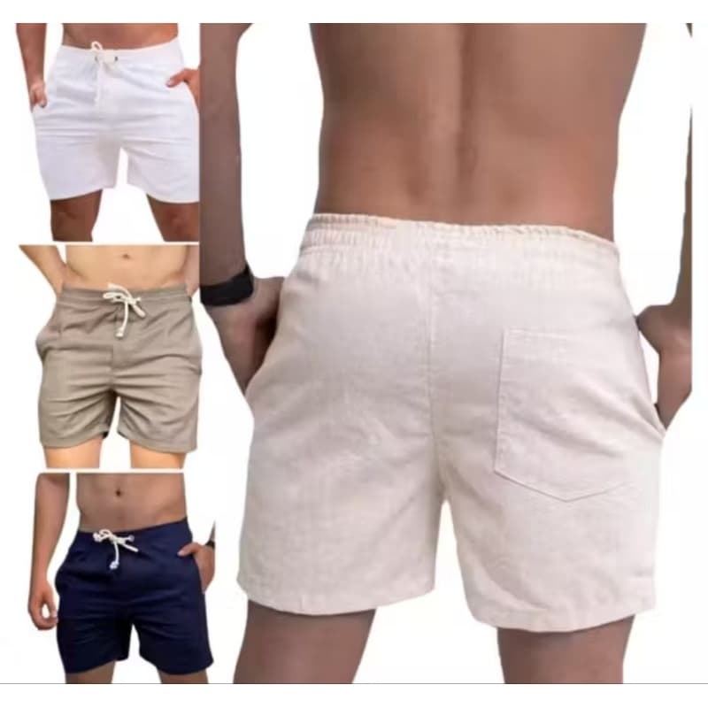 Kit 02 Shorts Linho Maurícinho Masculino Bermuda Premium Casual Leve Slim Praia