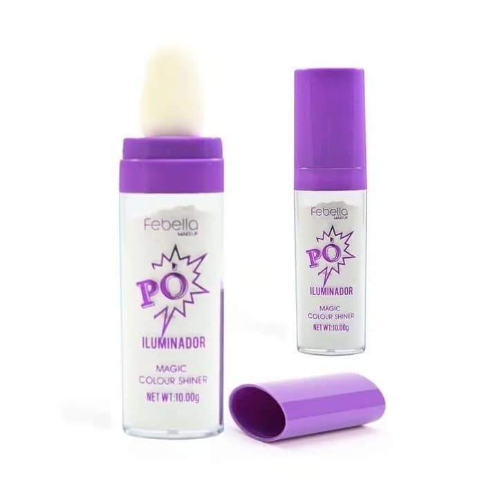 Pó Iluminador de Fada Aplicador Esponja Para Rosto e Corpo Maquiagem Magic Colour Shiner Febella