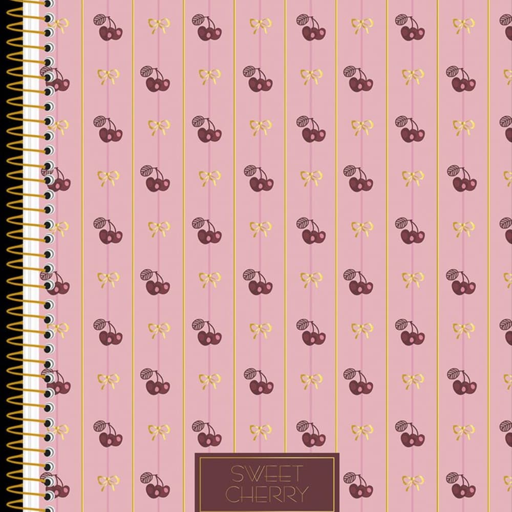 Caderno Universitário Feminino Capa Dura Sweet Cherry – 80 folhas