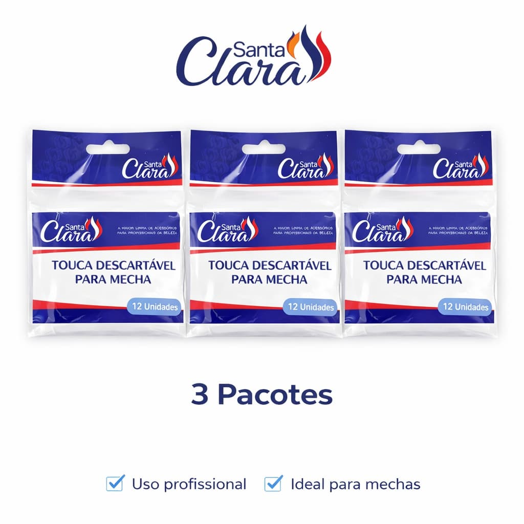Kit 3 Pacotes Touca Para Mecha Descartável Santa Clara – 36 Unidades