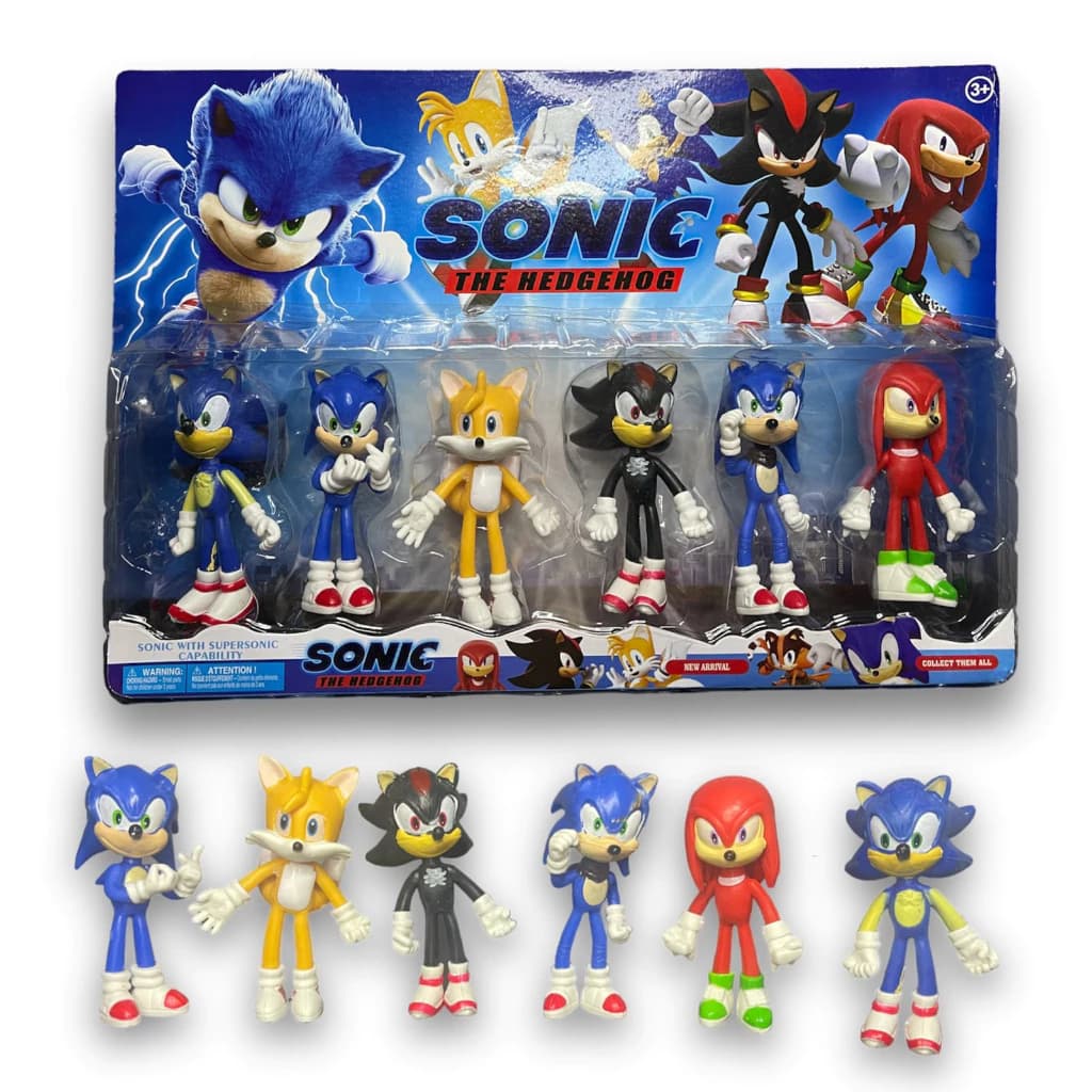 Kit 6 Bonecos Sonic e Amigos Infantil Coleção Brinquedo
