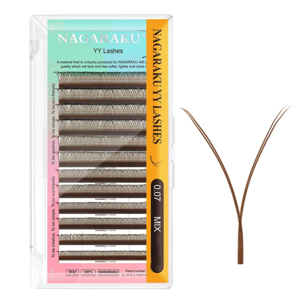 Cílios Nagaraku Fios Yy Marrom Volume Brasileiro Mix 8-14mm
