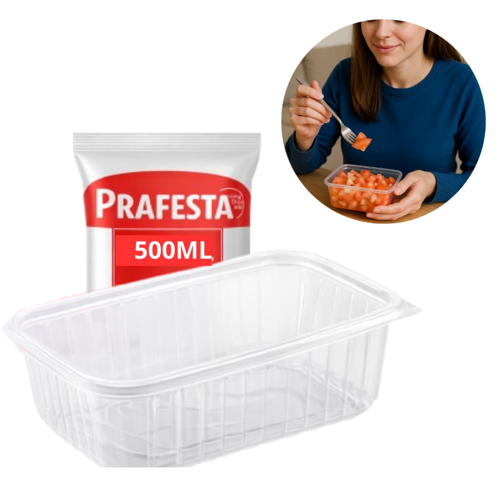 marmita 500ml Marmita Fit - Microondas/freezer 24 Unidades PraFesta resistente descartavel