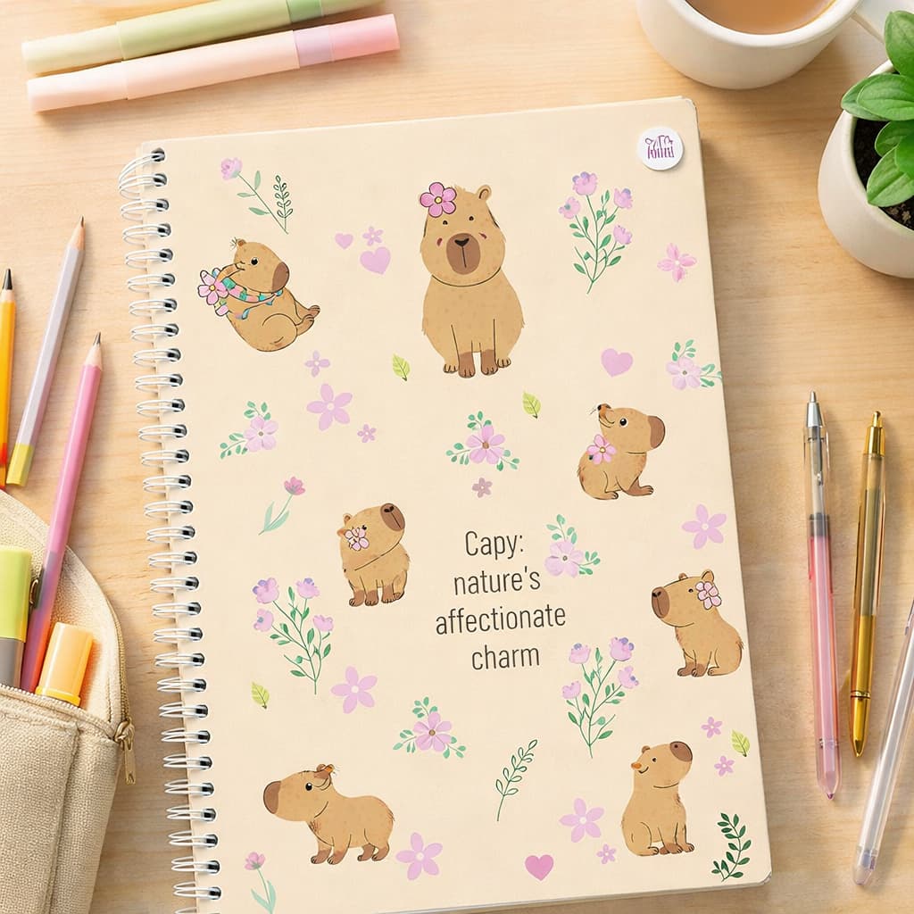 Caderno Espiral Capa Dura Capivara 80 folhas 1 Matéria Universitário Caderno Escolar