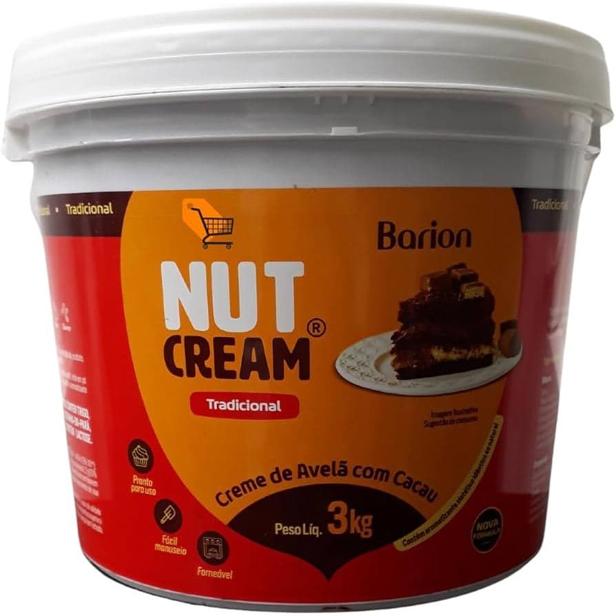 NutCream Barion 3Kg ORIGINAL Creme Avela Com Cacau Nut Cream Barion Tipo Nutella -ENVIO IMEDIATO - NFe