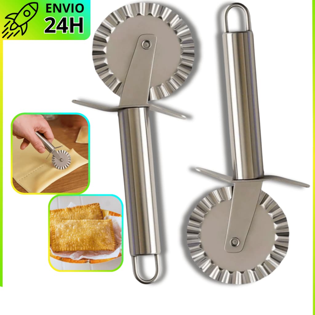 Carretilha Cortador Para Fechar e Cortar Massas Pastel Pizzas Em Aço Inox Premium